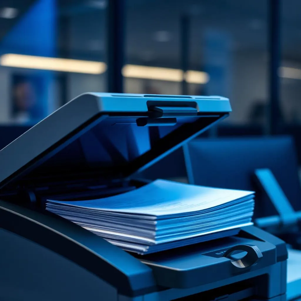 Scanner profissional digitalizando documentos